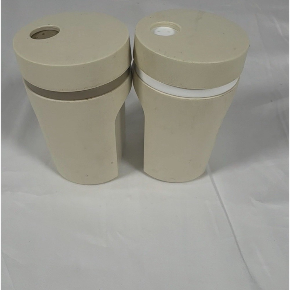 Tupperware Salt & Pepper Shakers Set Beige Almond #1471 Camping Picnic Vintage